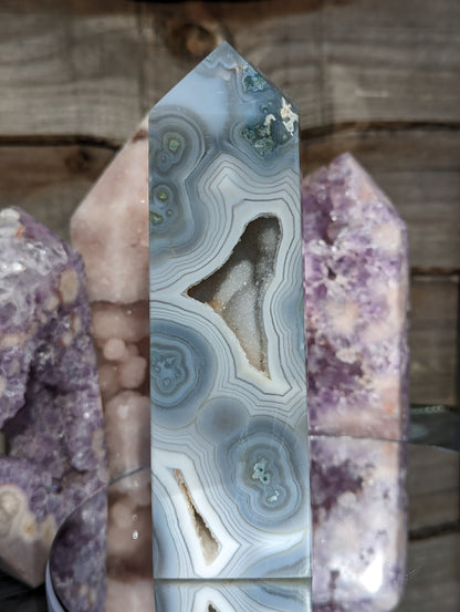 Blue Moss Agate Obelisk | Clarity & Amplification