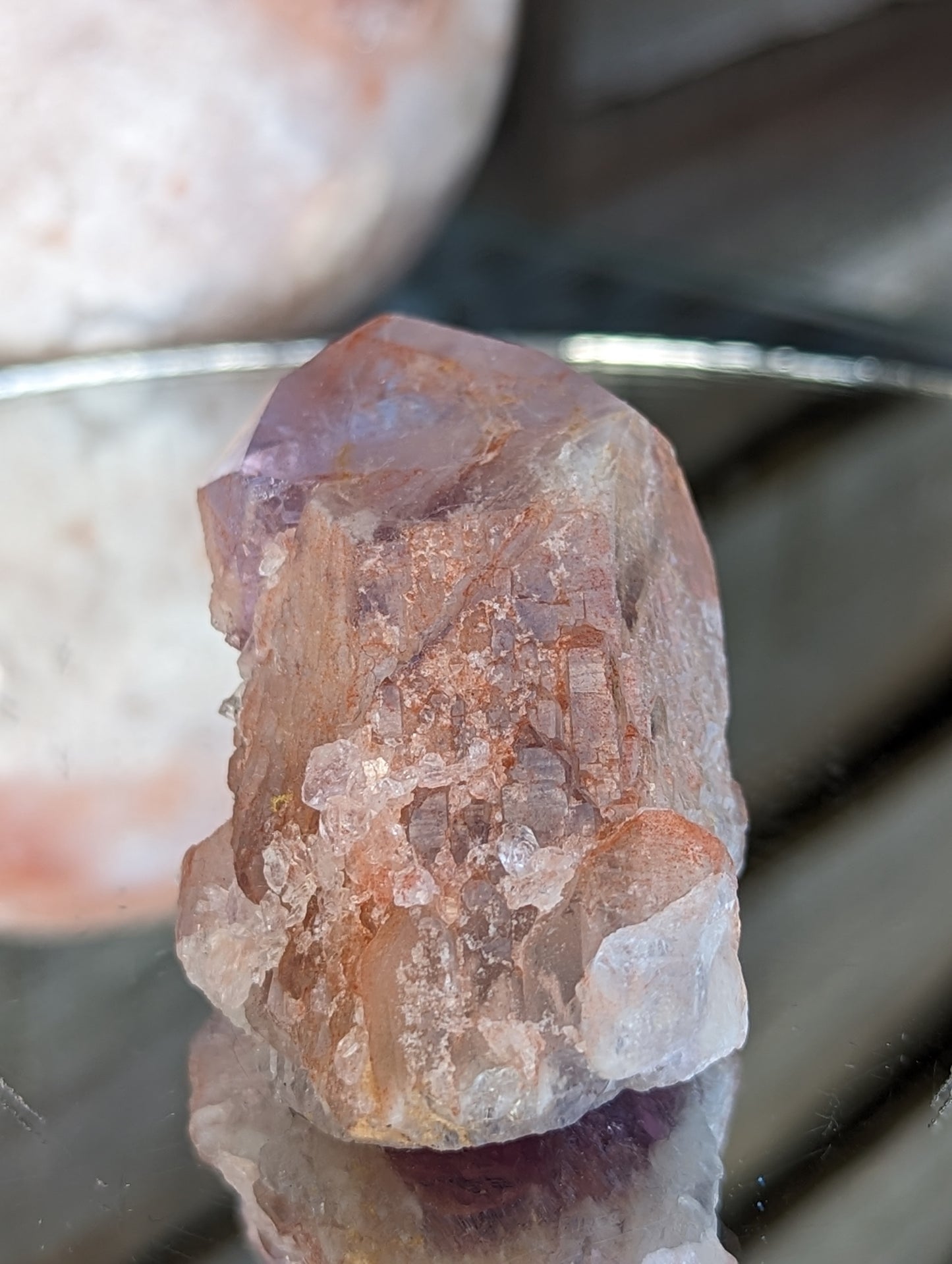 Rose Kissed Elestial Amethyst | Transformation & Healing