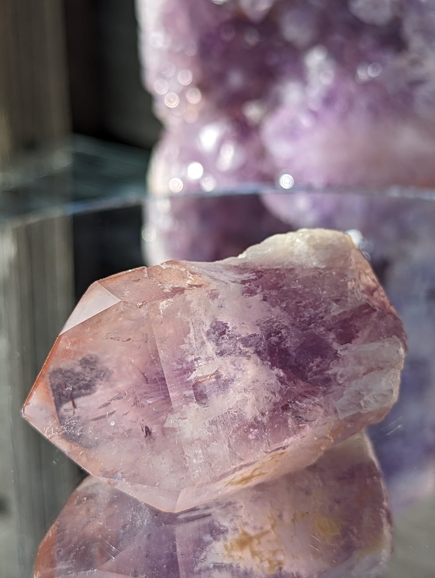 Rose Kissed Elestial Amethyst | Intuition & Protection